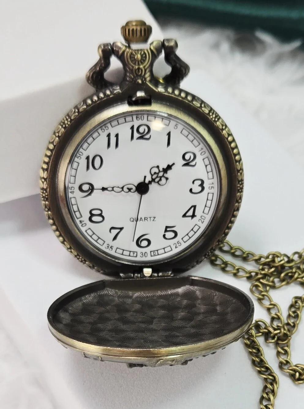 Lucky Chinese Dragon Pocket Watch Necklace Bronze Steampunk Fantasy D&D Gift